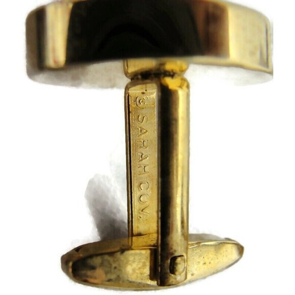 Sarah Coventry Cufflinks Set Swarovski Crystal Gold Tone Wedding Tux Vintage - Picture 7 of 13